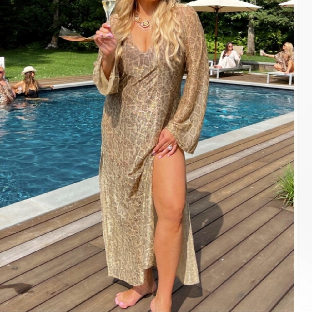 Show Me Your MuMu Metallic Animal Print Swim Coverup